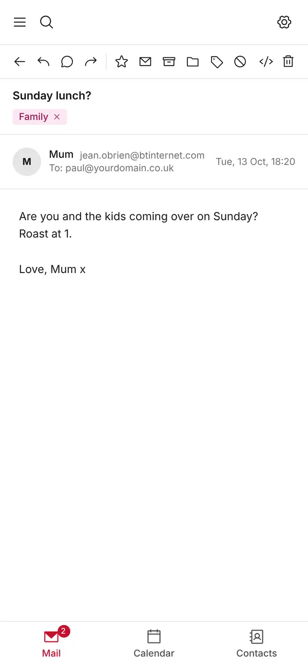Reading an email on an iPhone