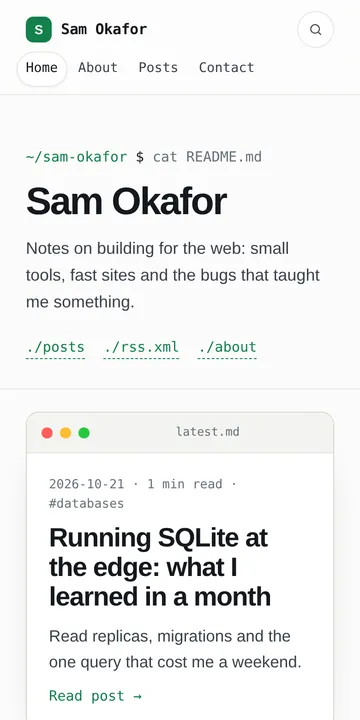 The same blog on a phone