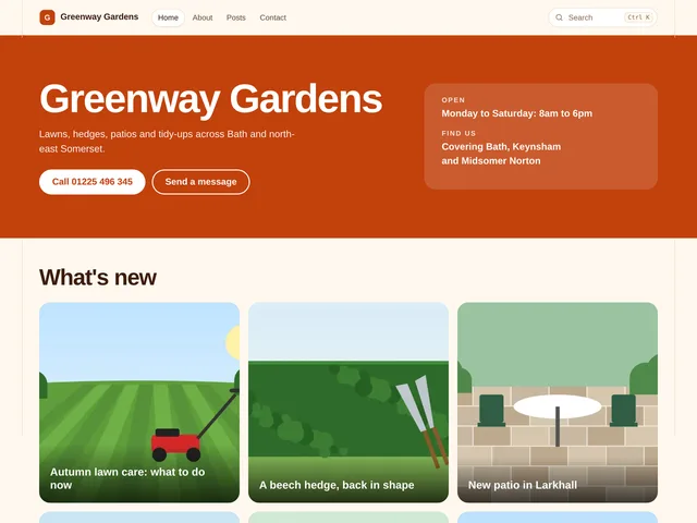 Greenway Gardens, an example blog using the Local theme