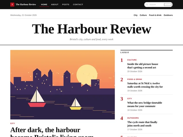The Harbour Review, an example blog using the Magazine theme