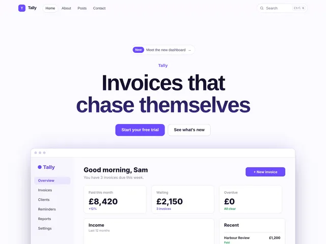 The SaaS theme on a blog’s home page