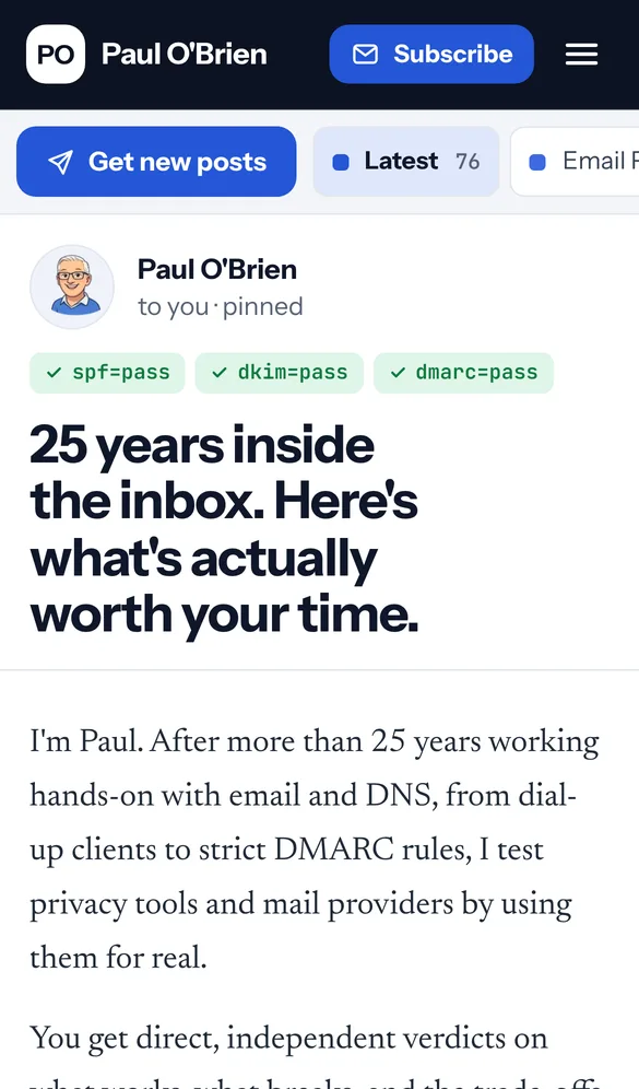 The same home page on a phone, with topics as swipeable chips above the welcome letter.